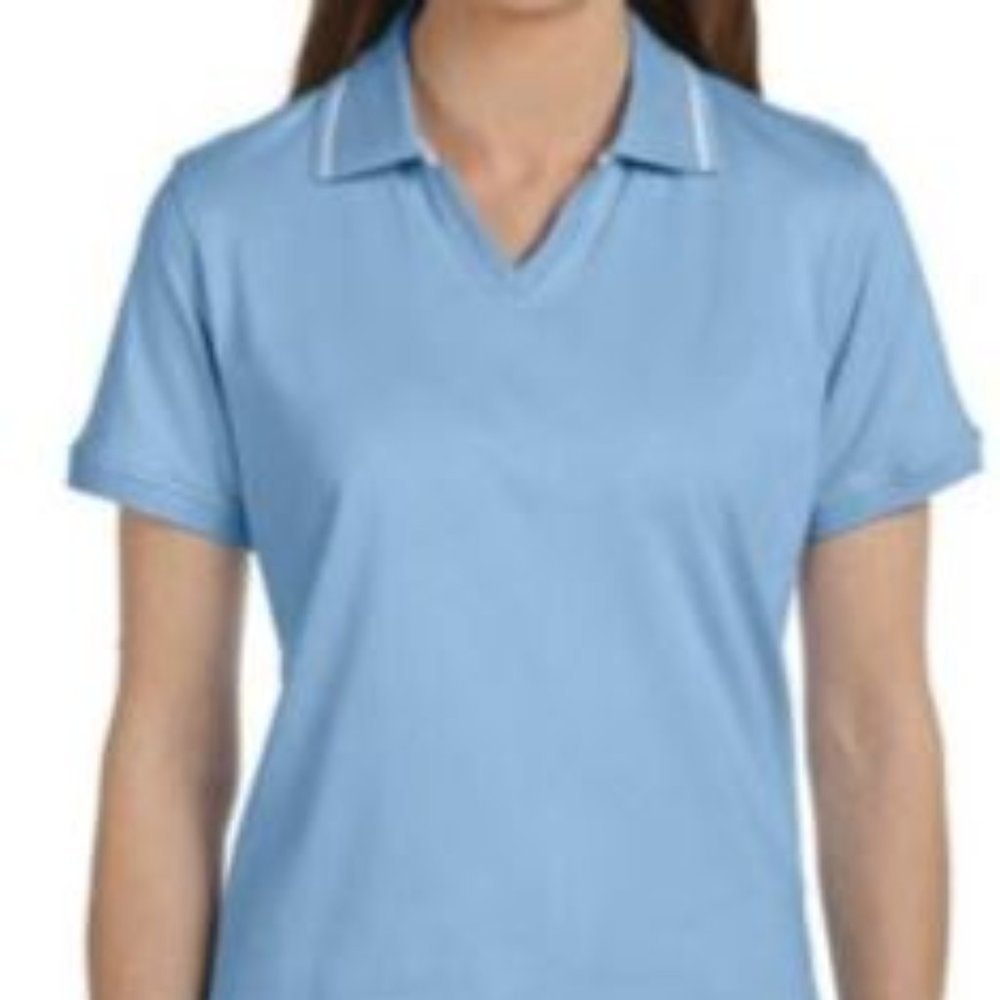 Wholesale Lot of 3 - ladies' cotton jersey polo shirt-L (horizon blue/white)